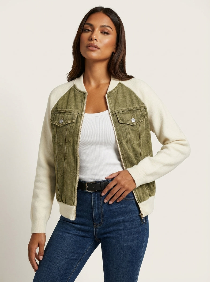 Denim bomberjack met zachte mouwen – Anaëlle