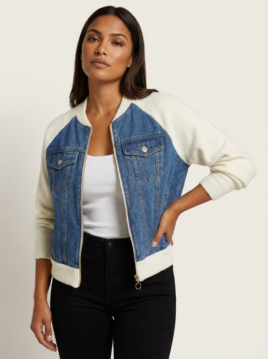 Denim bomberjack met zachte mouwen – Anaëlle