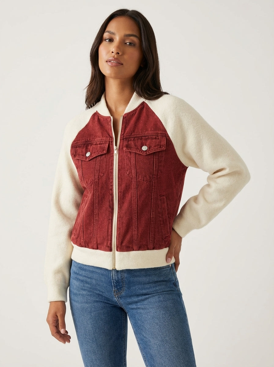 Denim bomberjack met zachte mouwen – Anaëlle