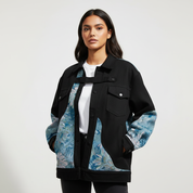 Denim jacket met geborduurde bloemenpanelen – Noéline