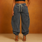 Drawcord denim jogger dames – Runway