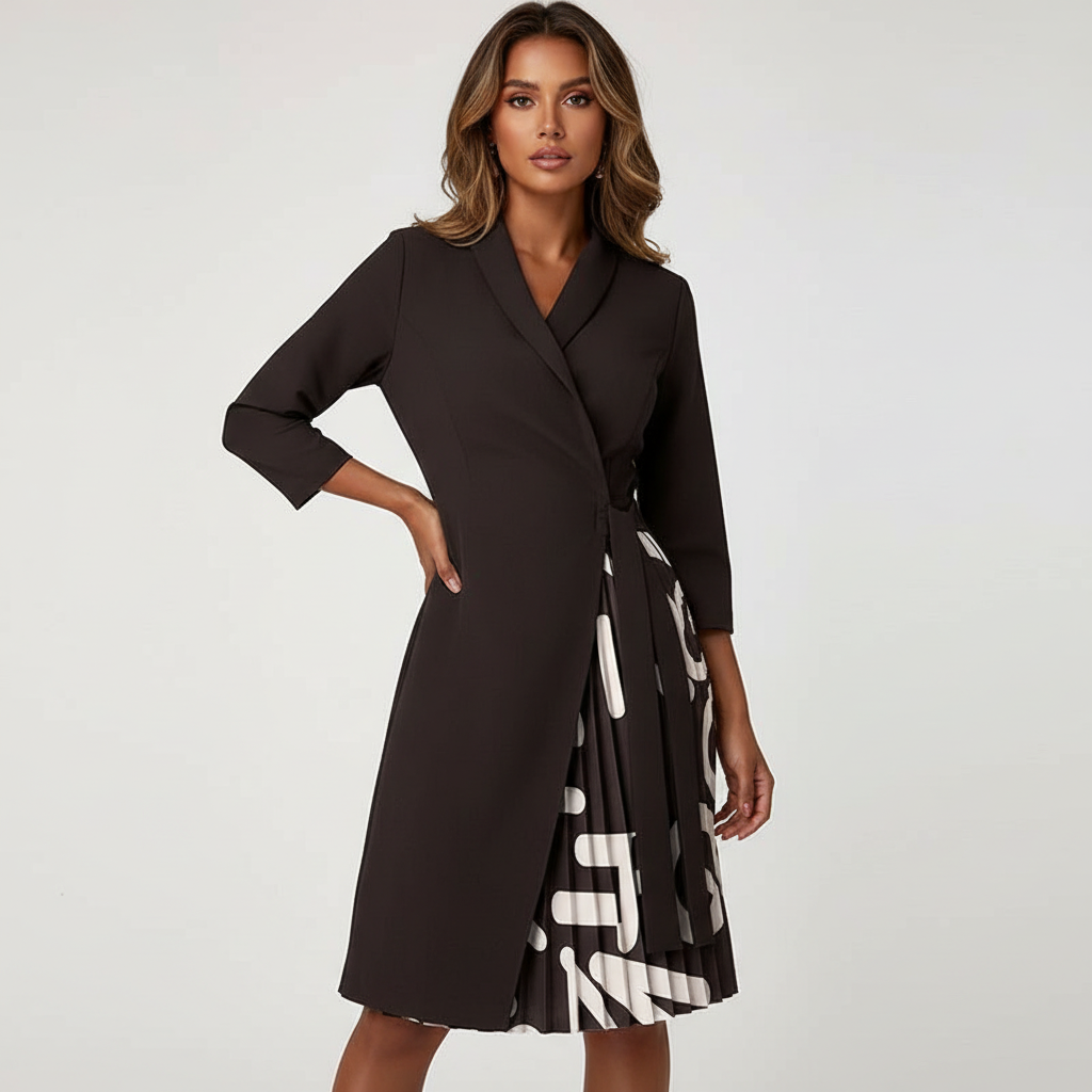 Elegant geplooid blazerjurk met ceintuur