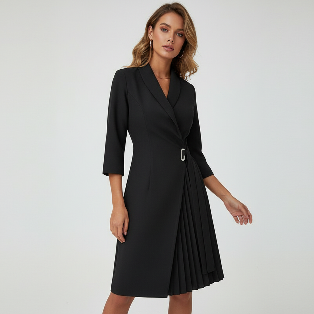 Elegant geplooid blazerjurk met ceintuur