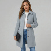 Elegante A-lijn damesmantel met knoopsluiting – Josephine
