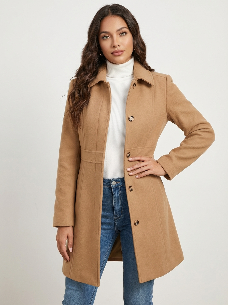 Elegante A-lijn damesmantel met knoopsluiting – Josephine