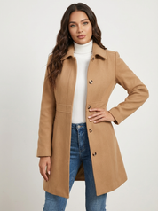 Elegante A-lijn damesmantel met knoopsluiting – Josephine