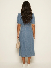 Elegante Denim Jurk met Strikceintuur - Isabella