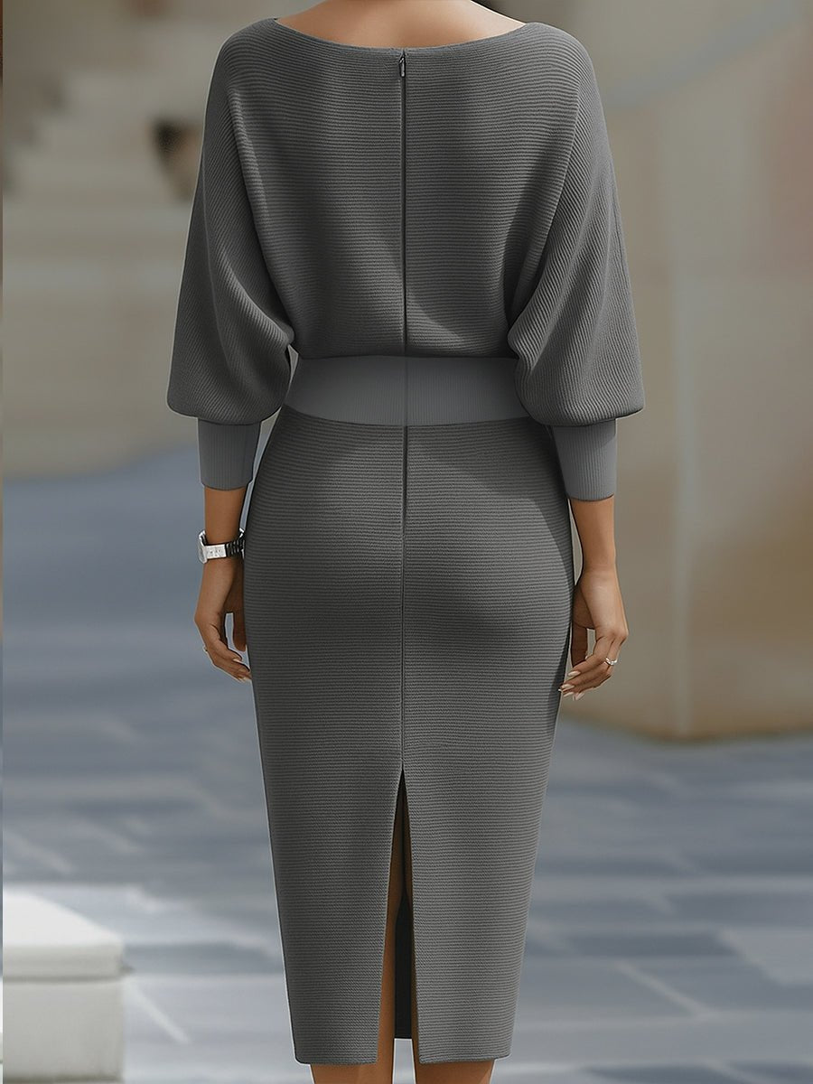 Elegante Gebreide Midi Jurk – Sophie