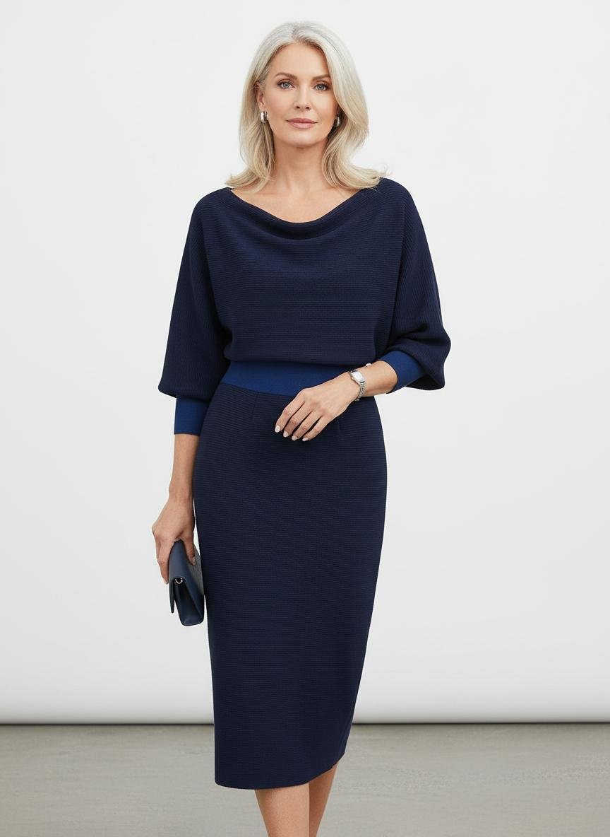 Elegante Gebreide Midi Jurk – Sophie