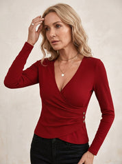 Elegante Rib Wrap Top – Sophie