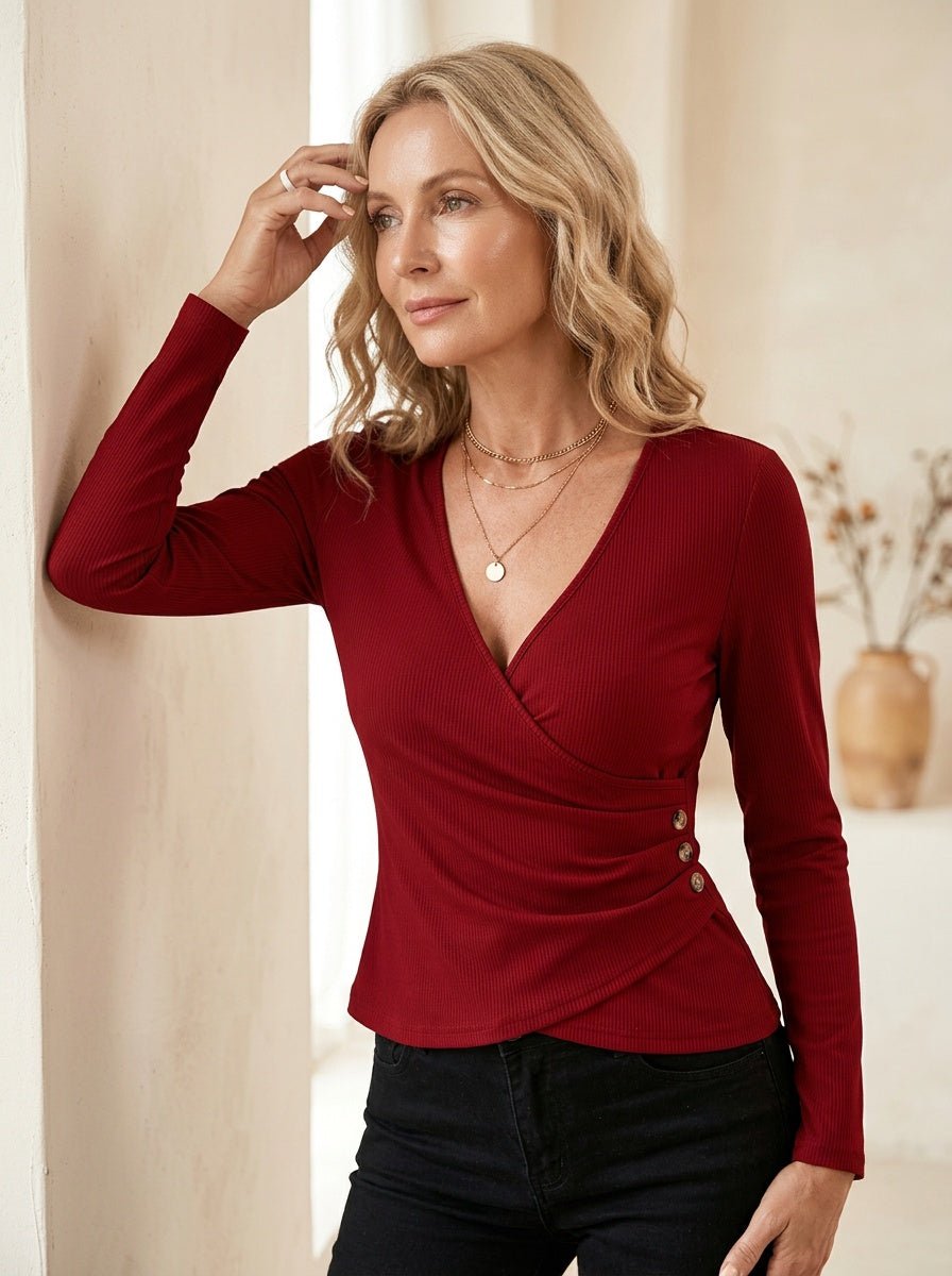 Elegante Rib Wrap Top – Sophie