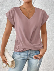 Elegante V-hals top met gedrapeerd detail - Mila