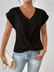 Elegante V-hals top met gedrapeerd detail - Mila