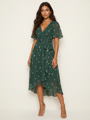 Elegante bloemen midi jurk - Maud