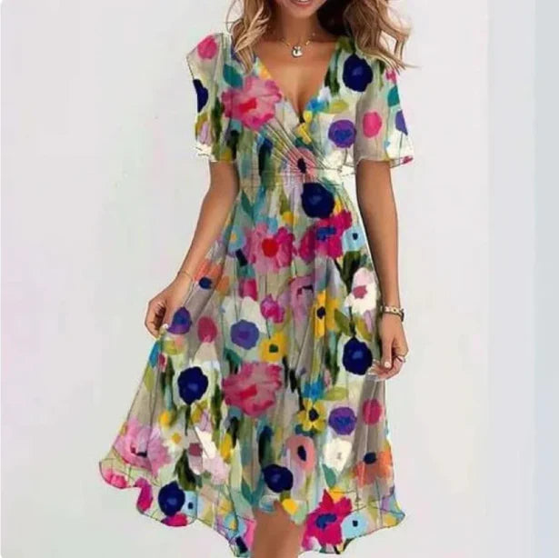 Elegante bloemen midi jurk - Maud