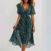 Elegante bloemen midi jurk - Maud