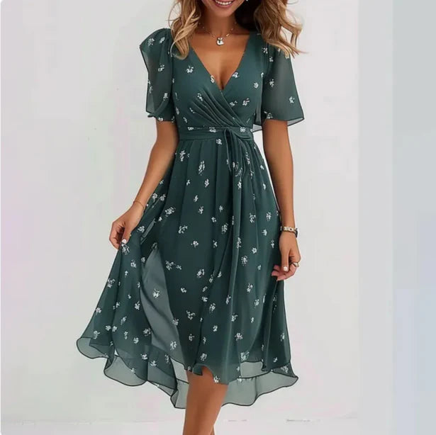 Elegante bloemen midi jurk - Maud
