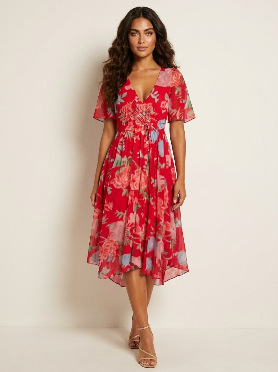 Elegante bloemen midi jurk - Maud