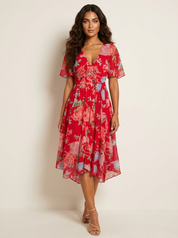 Elegante bloemen midi jurk - Maud