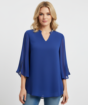 Elegante chiffon blouse met V-hals en vlindermouwen