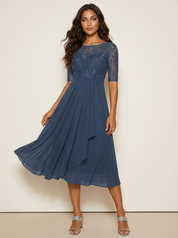Elegante chiffon midi jurk - Seraphina