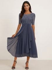 Elegante chiffon midi jurk - Seraphina