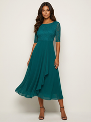 Elegante chiffon midi jurk - Seraphina