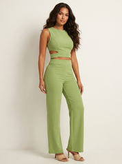 Elegante dames co-ord set met cut-out details – Elara