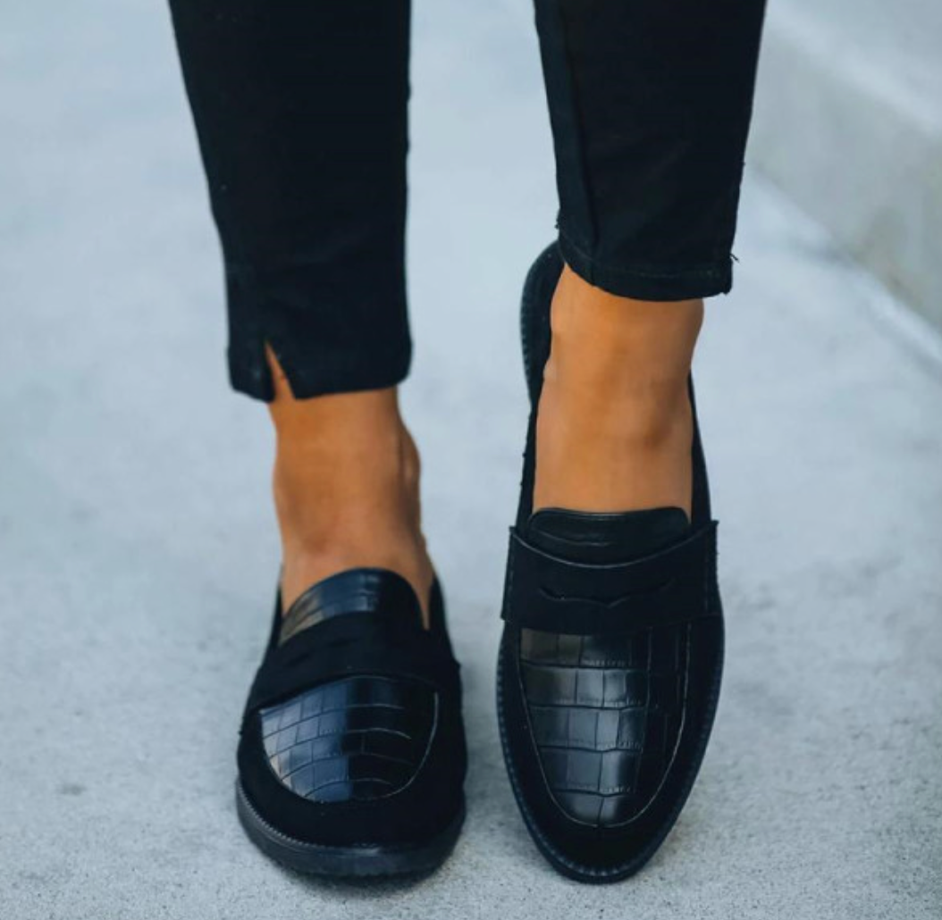 Elegante dames loafers met crocoprint - Adrienne