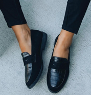 Elegante dames loafers met crocoprint - Adrienne