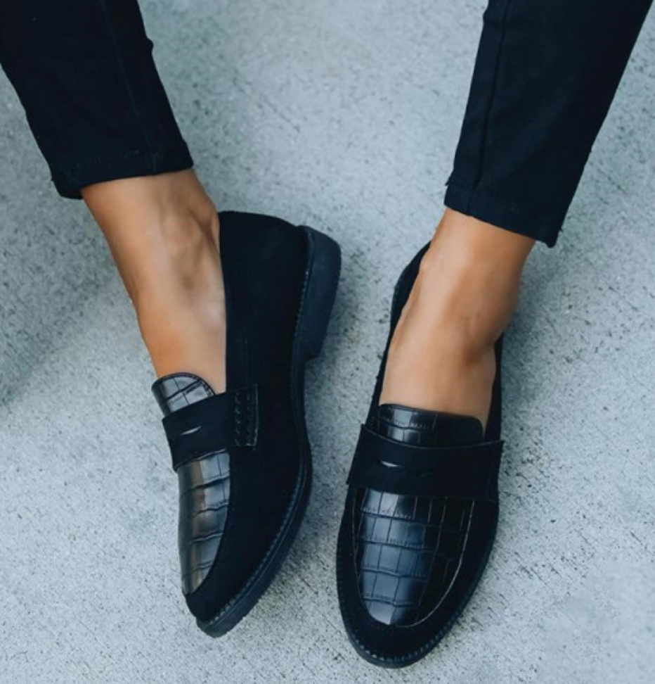 Elegante dames loafers met crocoprint - Adrienne