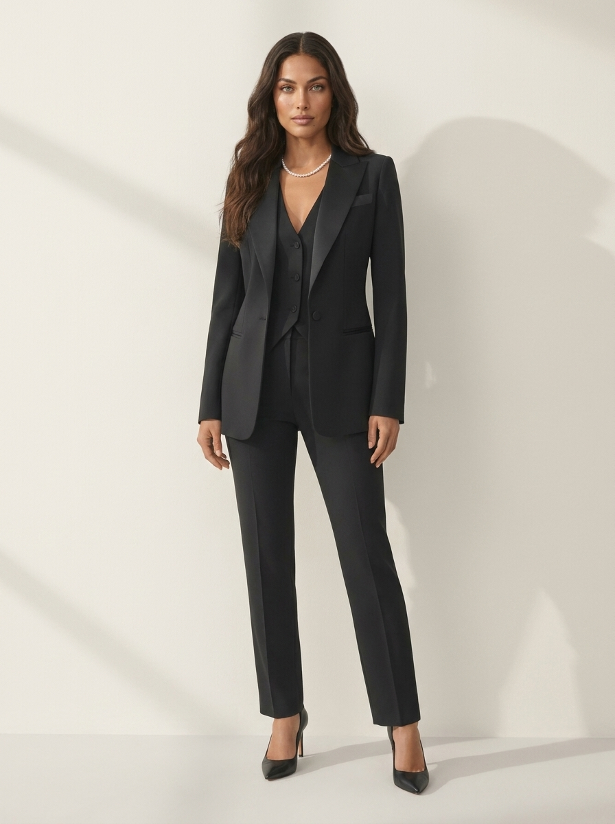 Elegante driedelige dames set met blazer, gilet en pantalon
