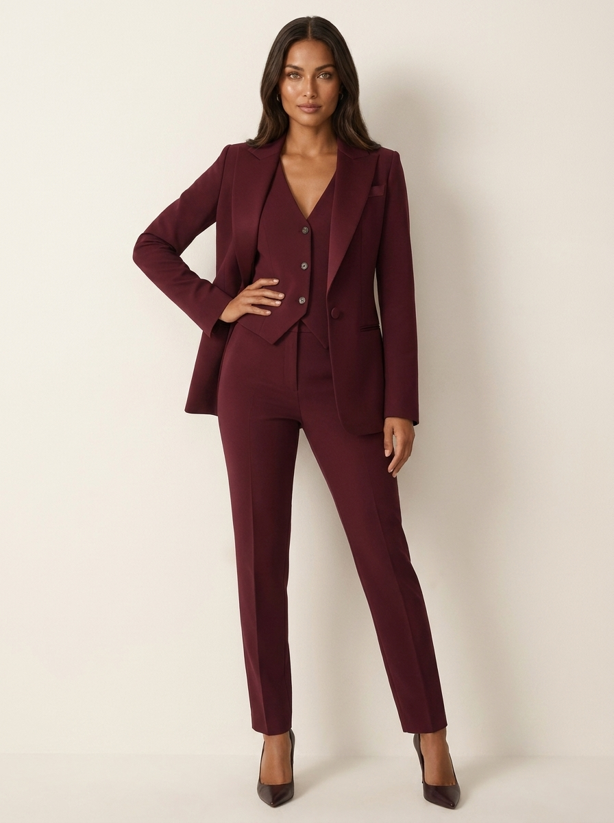 Elegante driedelige dames set met blazer, gilet en pantalon