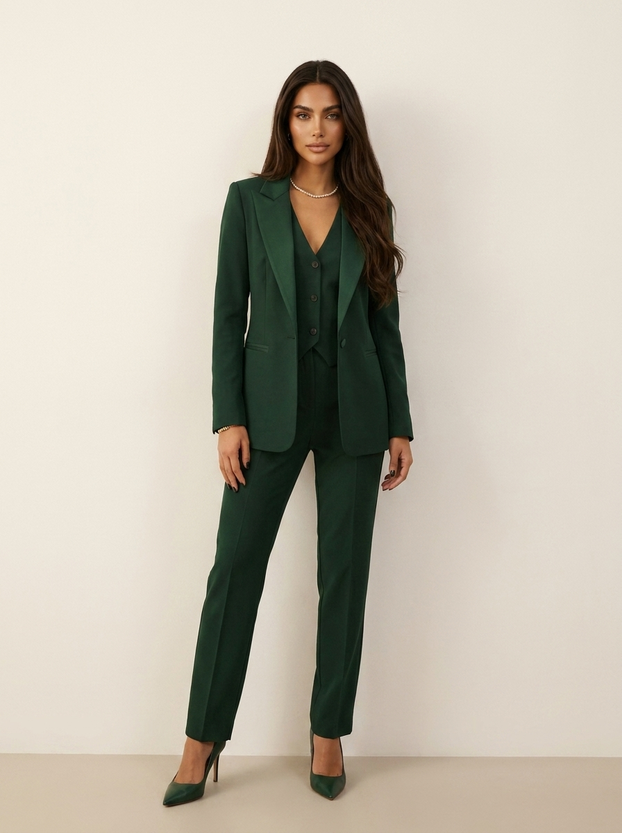 Elegante driedelige dames set met blazer, gilet en pantalon