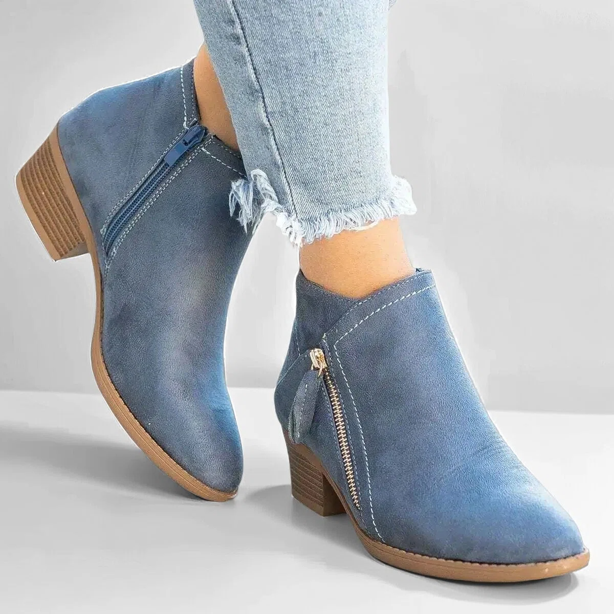 Elegante enkellaarsjes met blokhak - Noéline