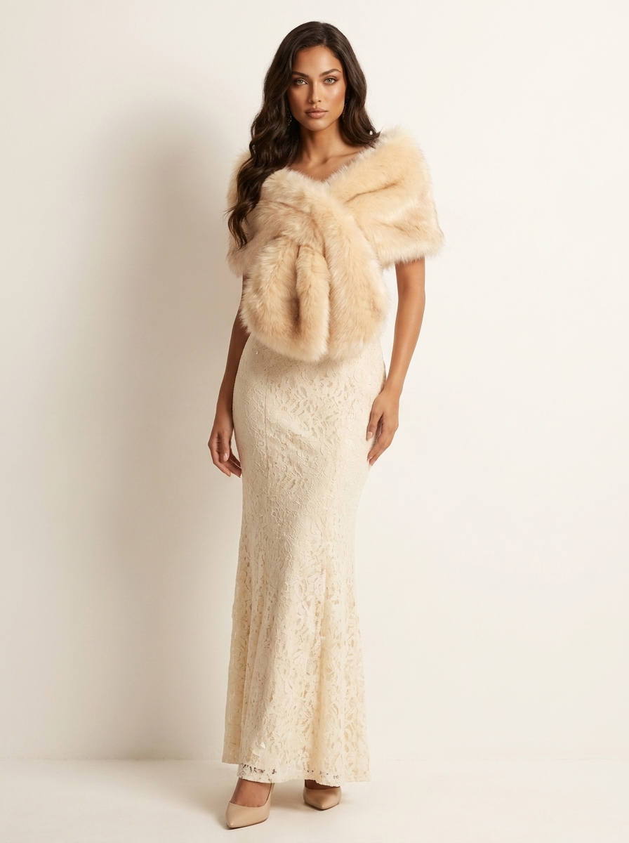 Elegante faux fur omslagsjaal - Aurora