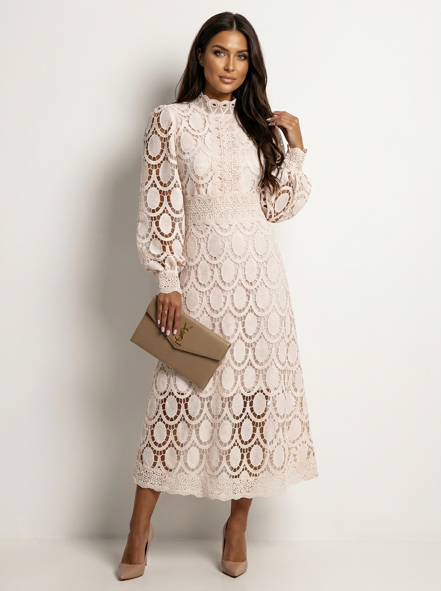 Elegante kanten midi damesjurk - Vivienne