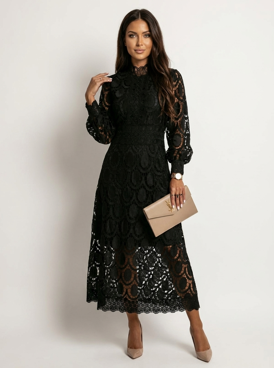 Elegante kanten midi damesjurk - Vivienne
