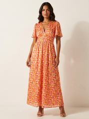 Elegante maxi bloemenjurk met V-hals - Amélie