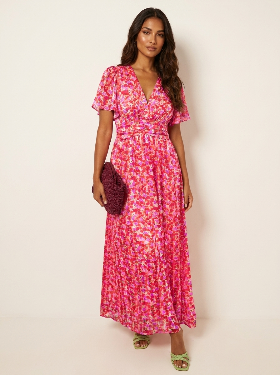 Elegante maxi bloemenjurk met V-hals - Amélie
