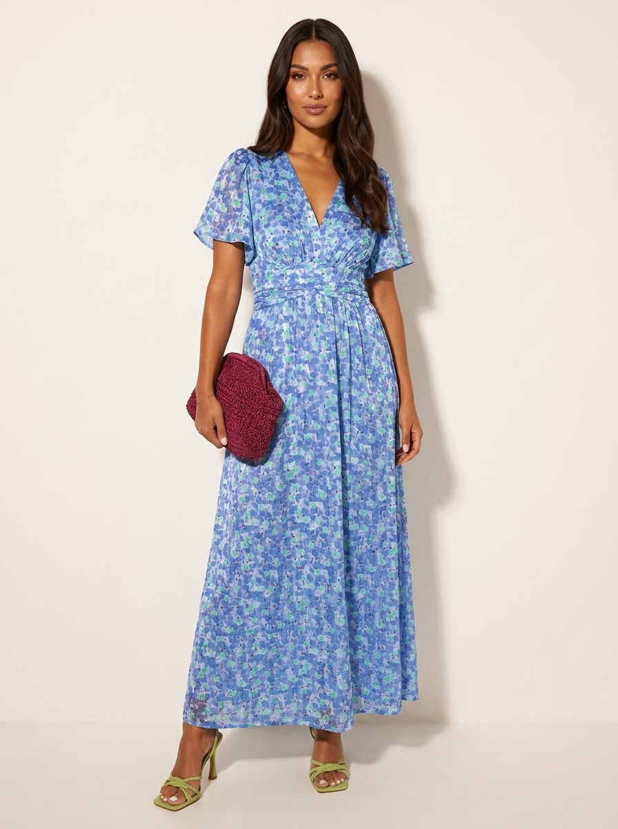 Elegante maxi bloemenjurk met V-hals - Amélie