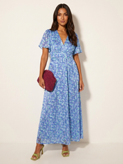 Elegante maxi bloemenjurk met V-hals - Amélie