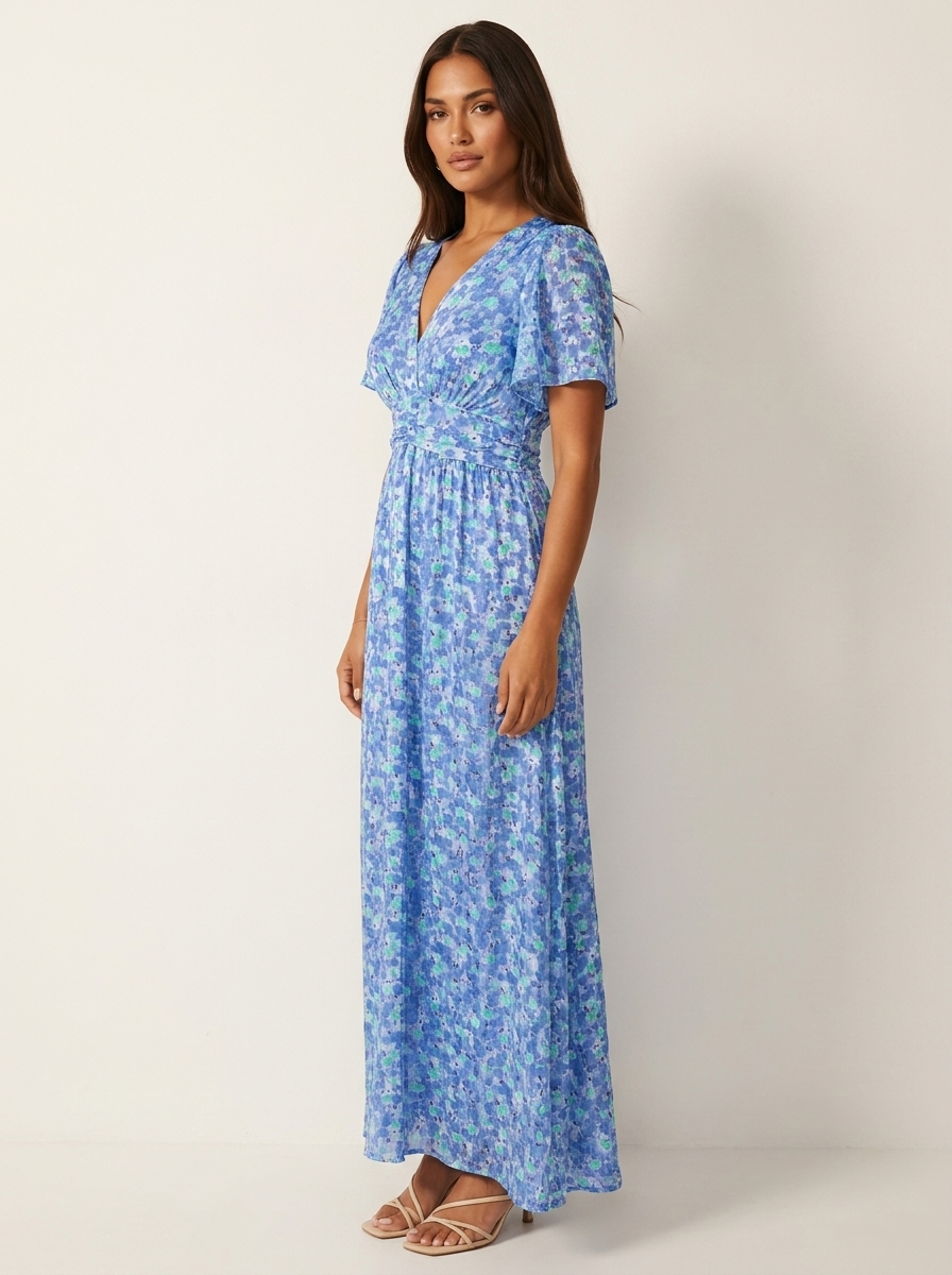 Elegante maxi bloemenjurk met V-hals - Amélie