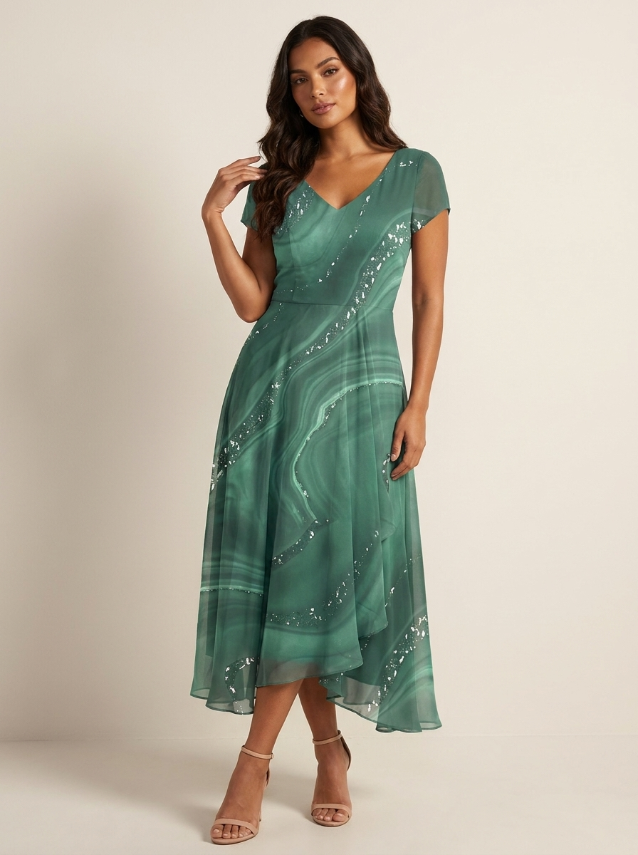 Elegante maxi jurk met artistieke print - Sofia
