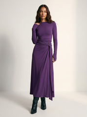 Elegante maxi jurk met drapering en split - Seraphina