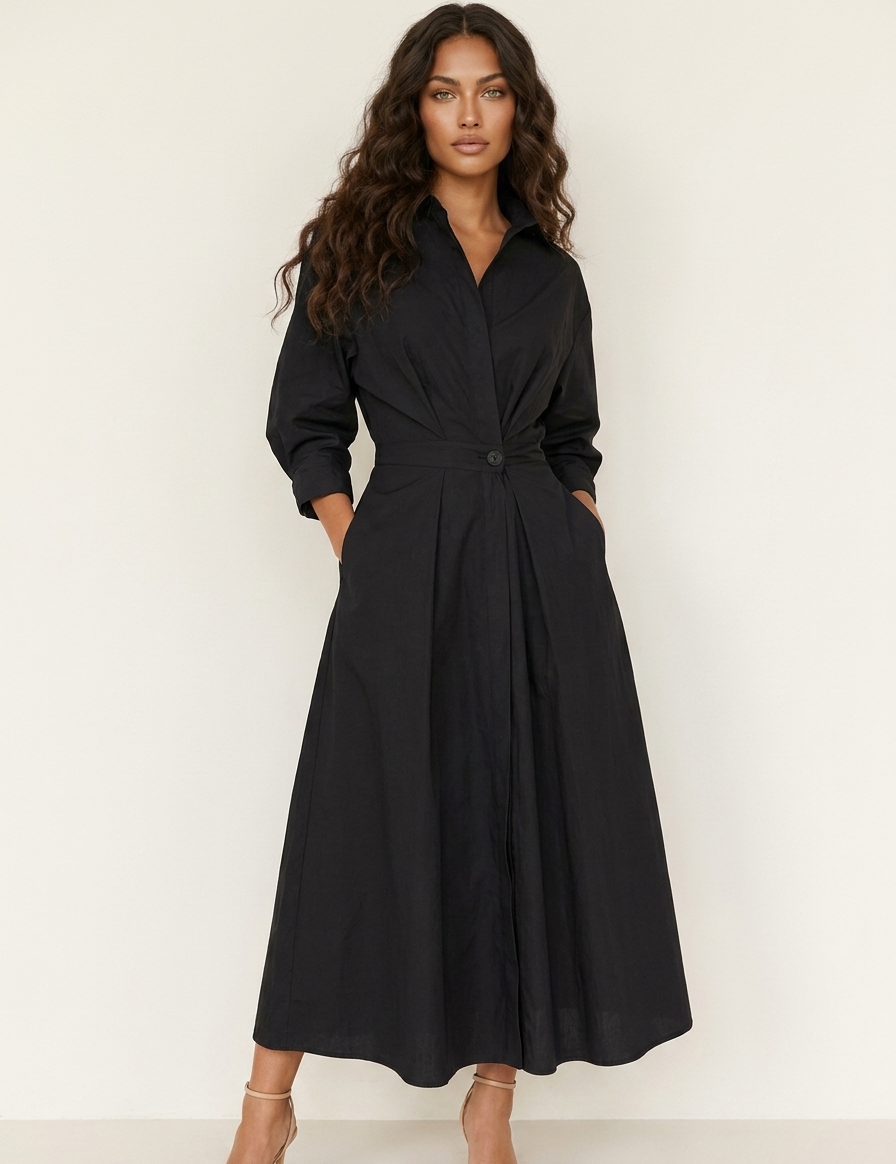 Elegant maxi dress with a defined waist - Amélie