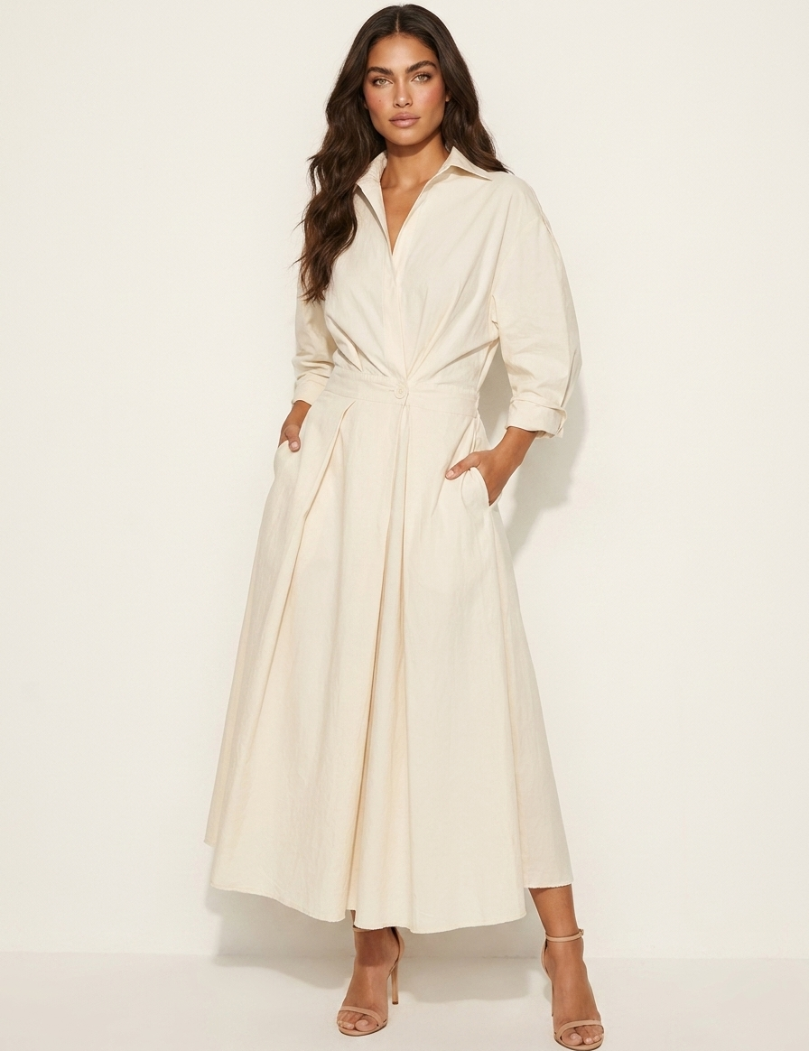 Elegant maxi dress with a defined waist - Amélie