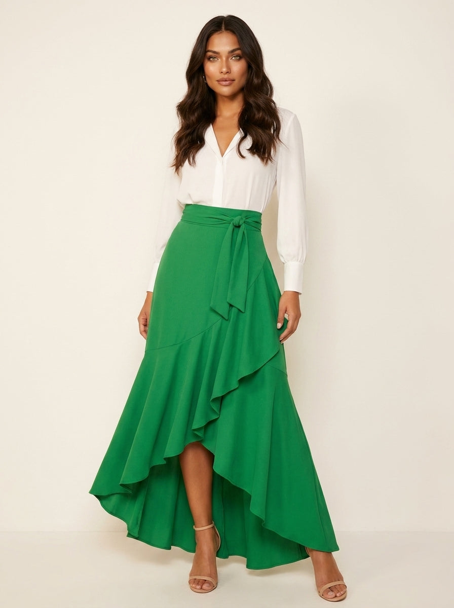 Elegante maxi rok met volantdetails - Luna