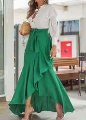 Elegante maxi rok met volantdetails - Luna