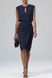 Elegante midi jurk met gedrapeerde taille - Eline